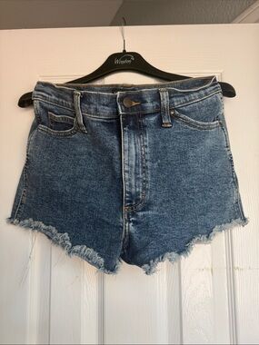 Wrangler Raw Hem High-Rise Jean Shorts - Blue